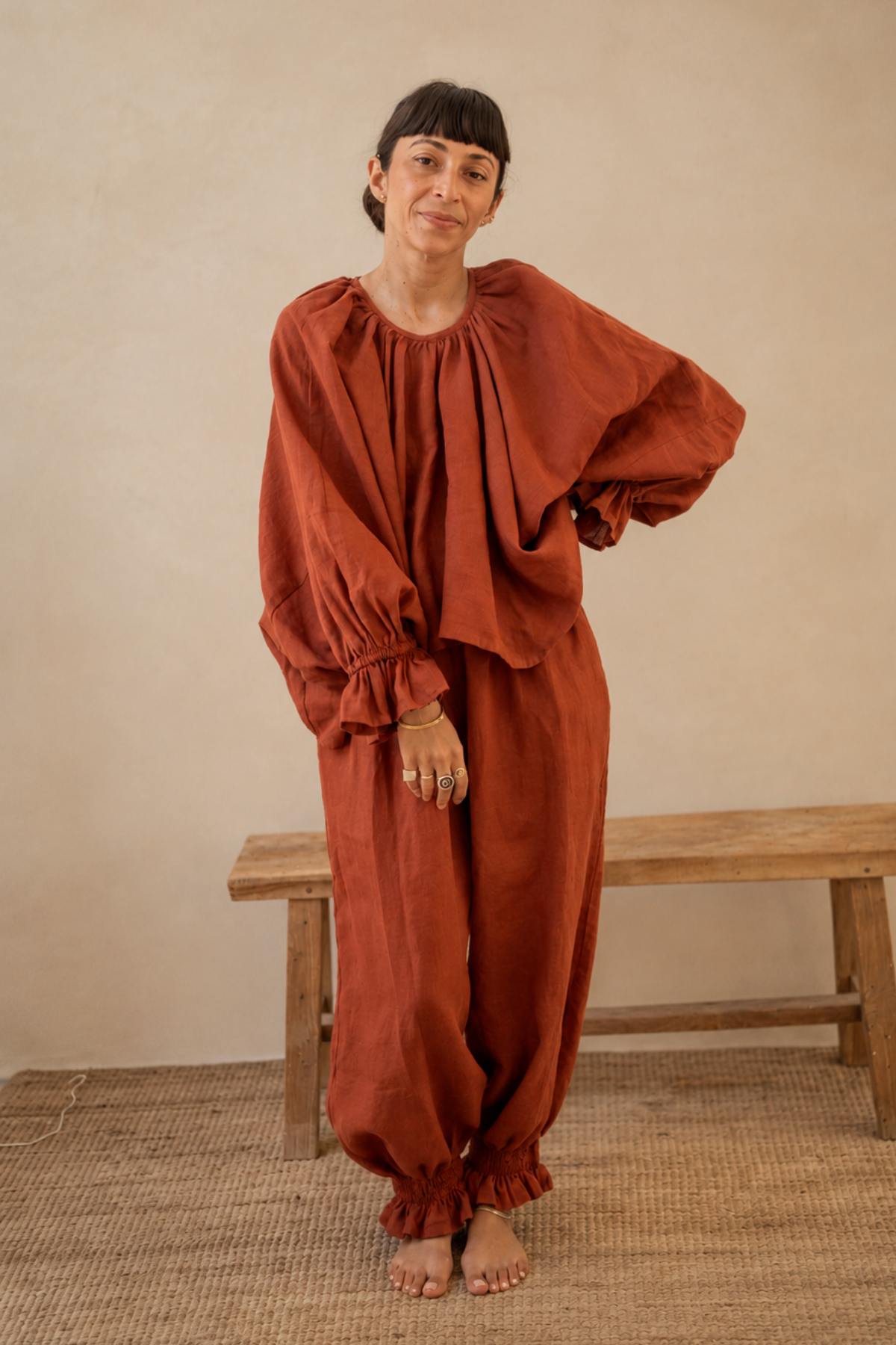 Lunar hair calendar 2026 showing the best days to cut hair by moon phase, with the Anusara Set in hand dyed linen