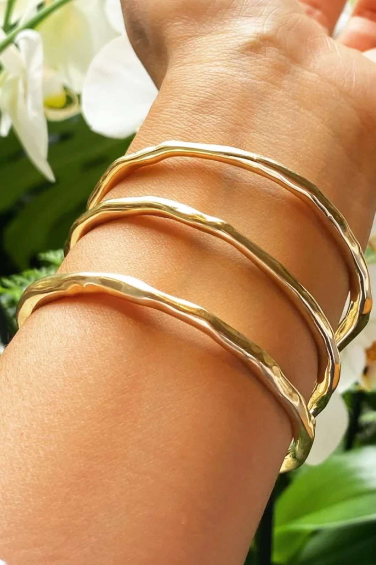Honey Drip Bangle Solid 14k Gold by Moonspun Jewelry