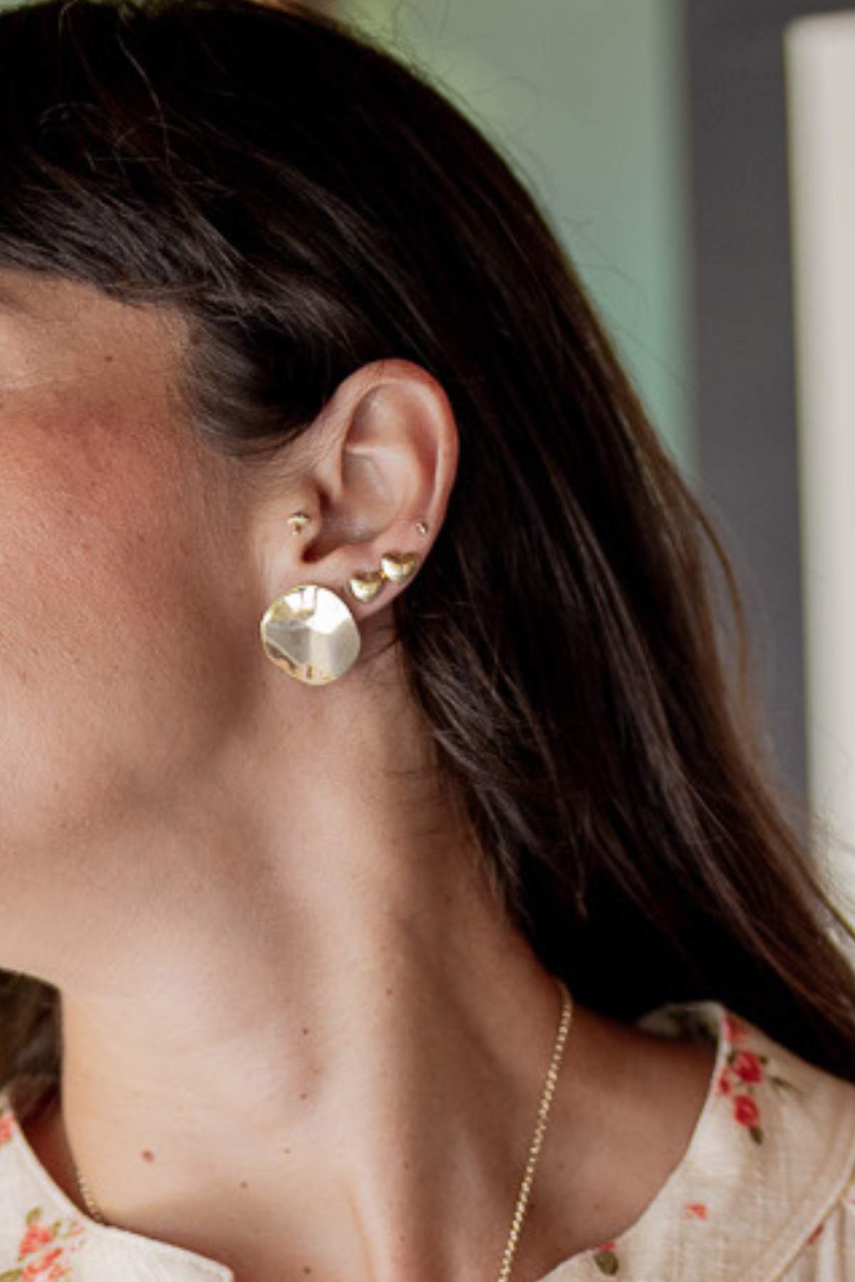 Heart of Gold Studded Earrings by Moonspun Jewelry