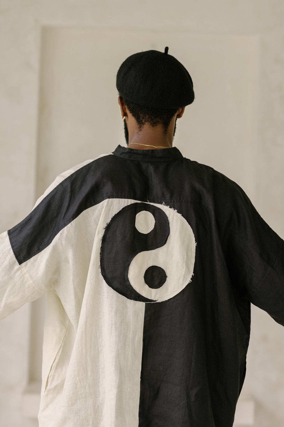 Yin Yang Linen Camisa Del Novio Set (Top & Bottom )