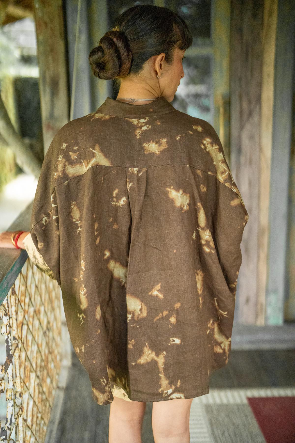 Suka linen set in Tierra colorway — Matcha green botanical dye, slow fashion