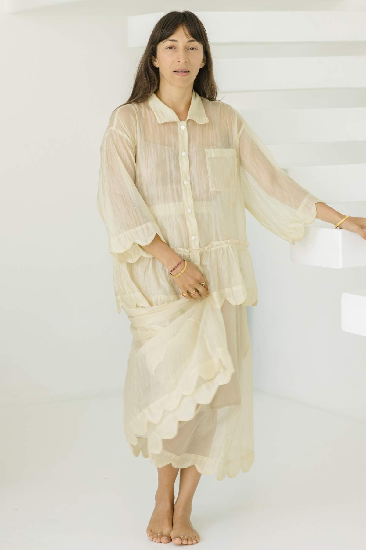 Ophilia Top & Skirt - Set Optional, Sheer Silk, Moonlight - PR