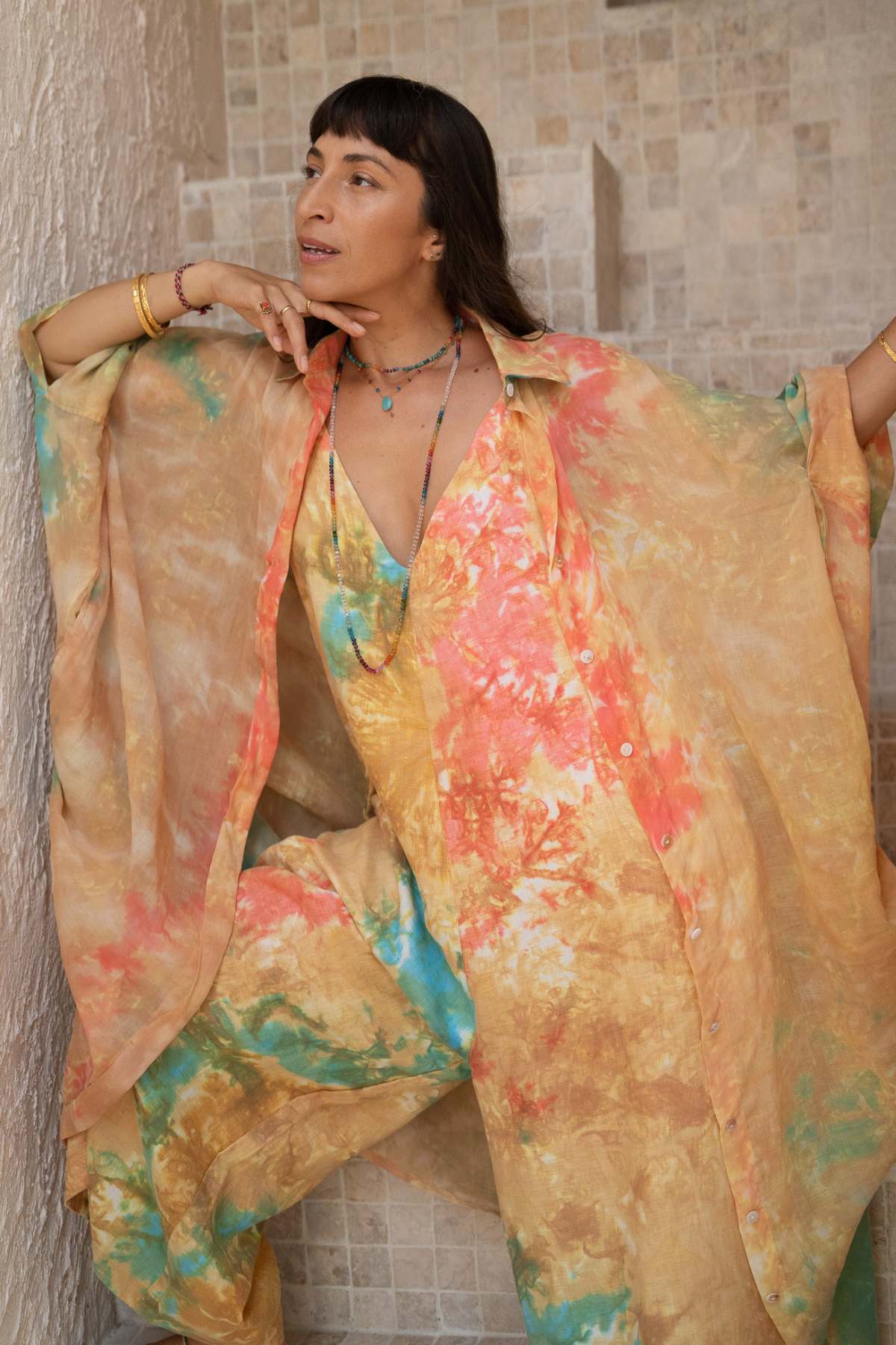 Ramie Botanical Origami Gown