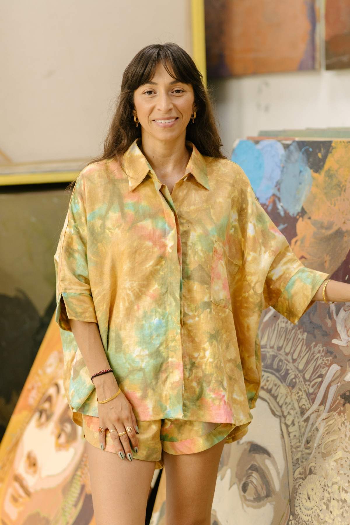 Golden Sunset Linen Suka Set