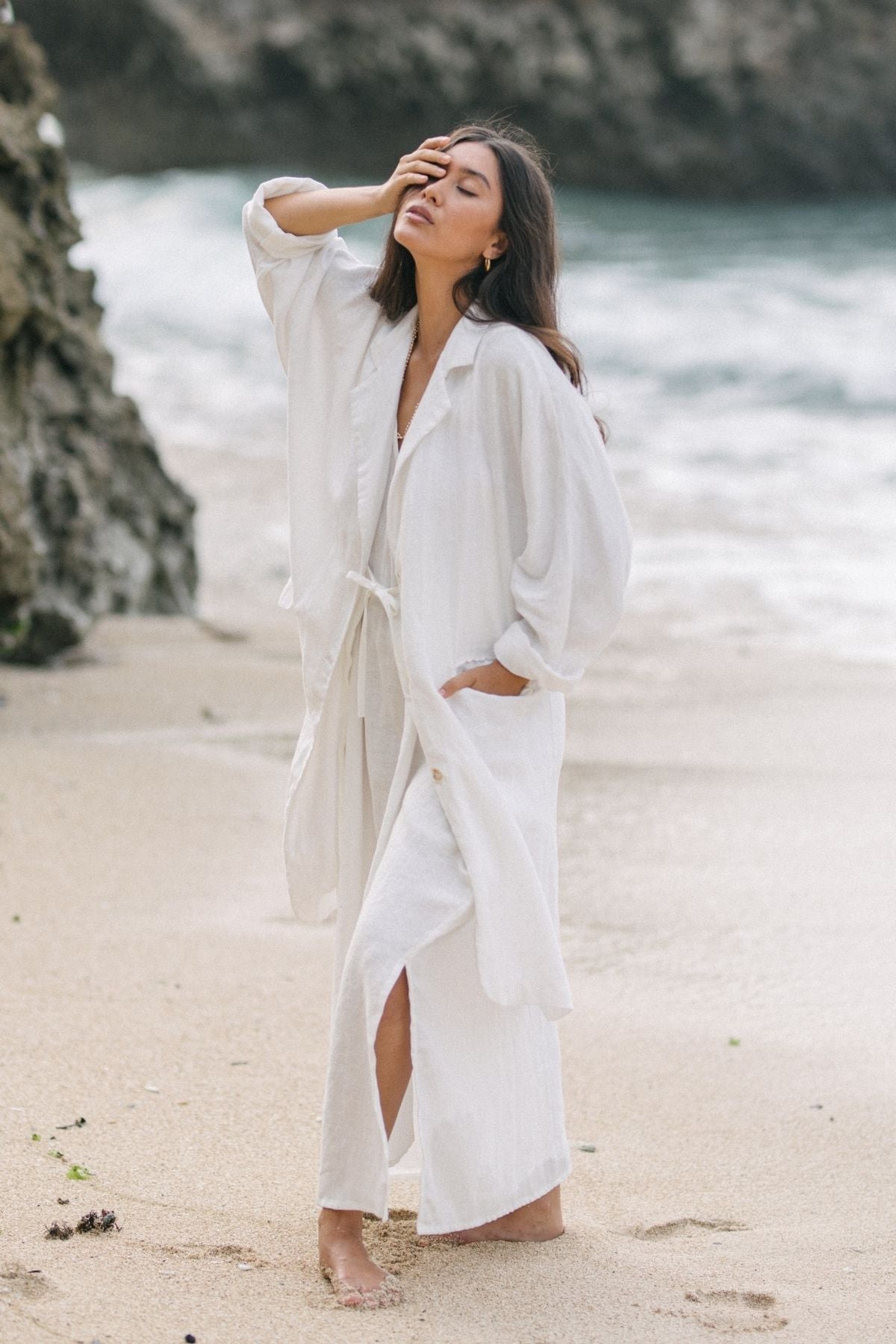Rumi White Linen Jacket CA