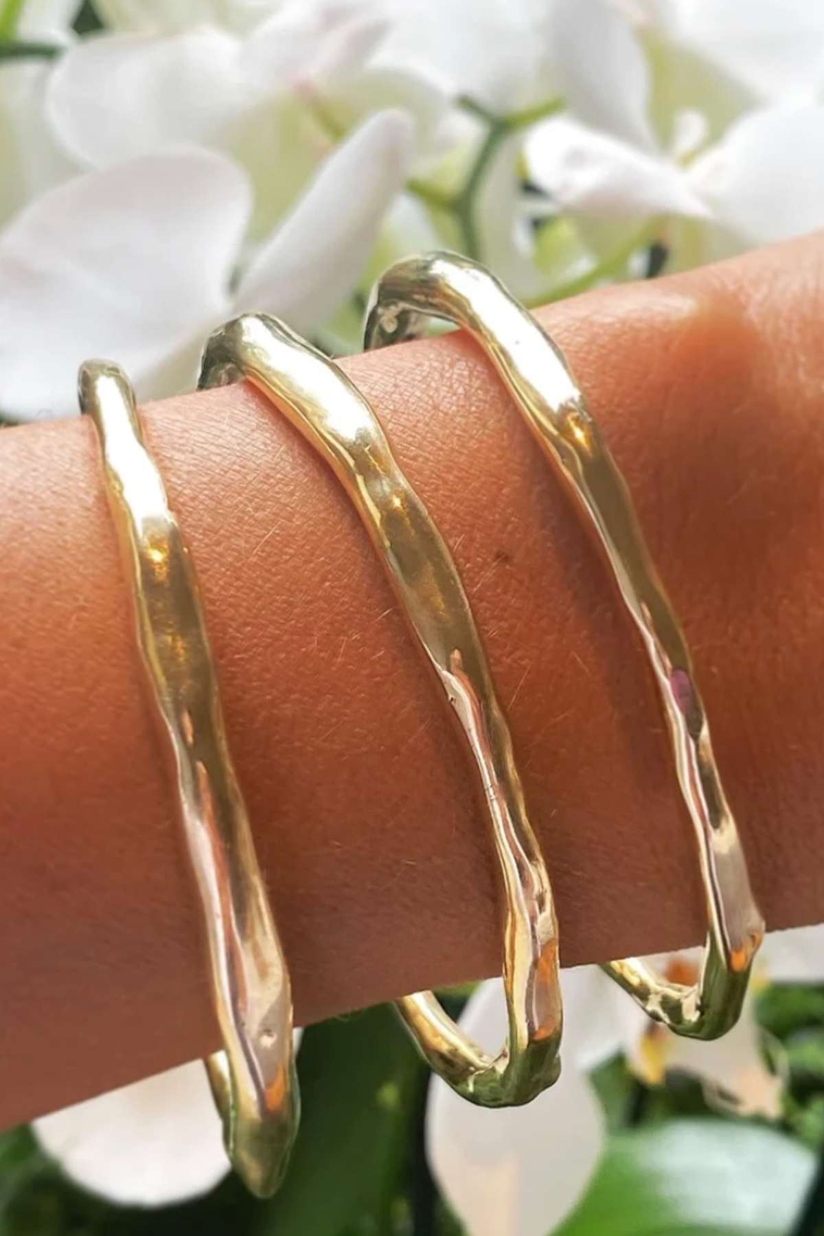 Honey Drip Bangle Solid 14k Gold by Moonspun Jewelry