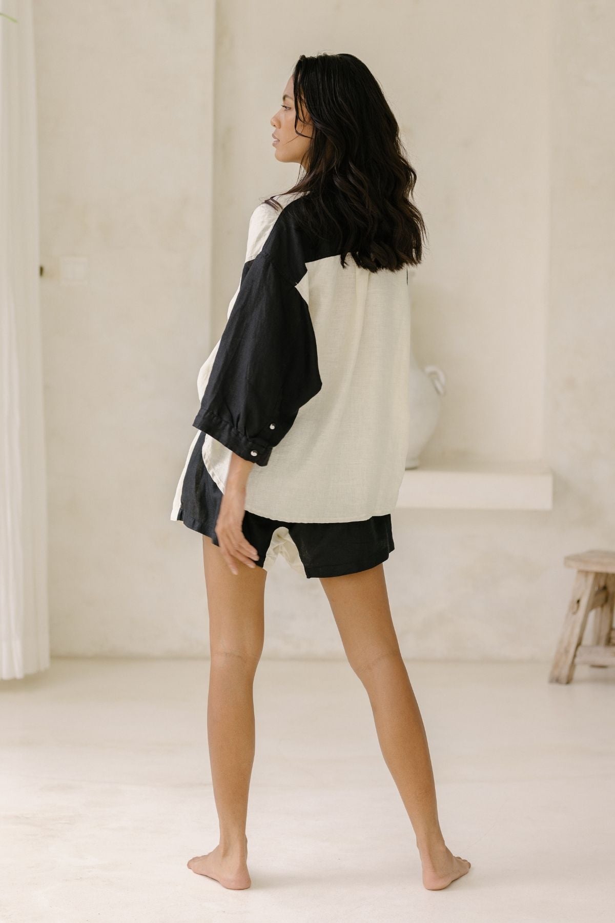 Yin Yang Nidra Button Down Top & Short or Pant Set (100% Linen)