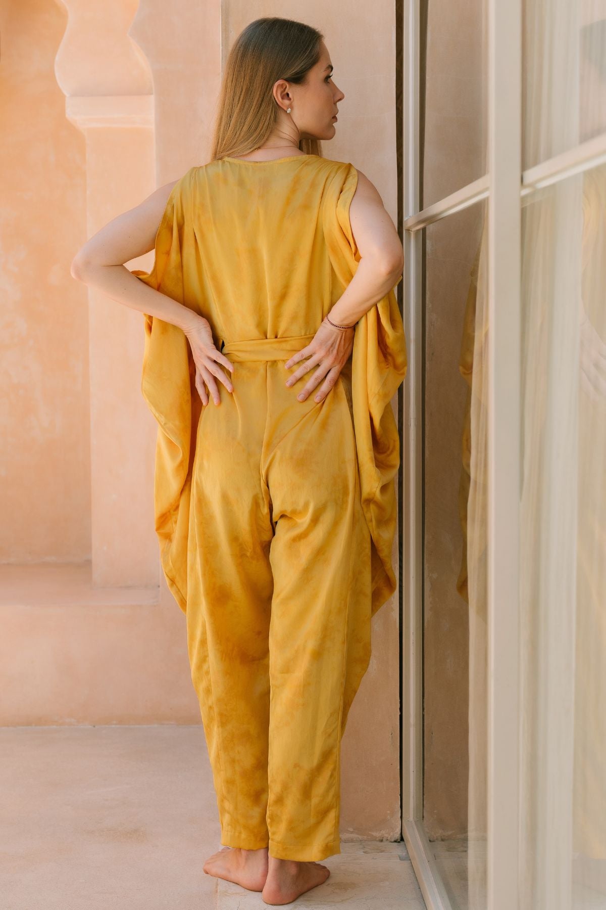 Kuan Yin Silk Playsuit - Turmeric Gold
