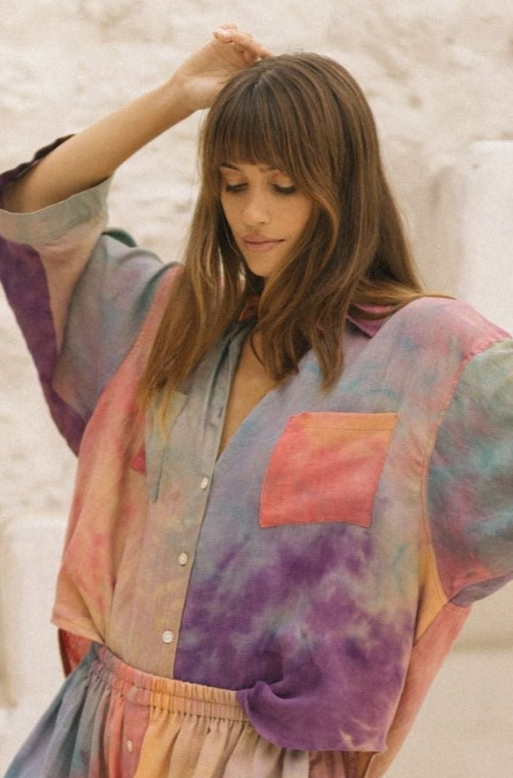 Limited Edition Nidra Button Down Top (Rainbeau, Plant Dyed)