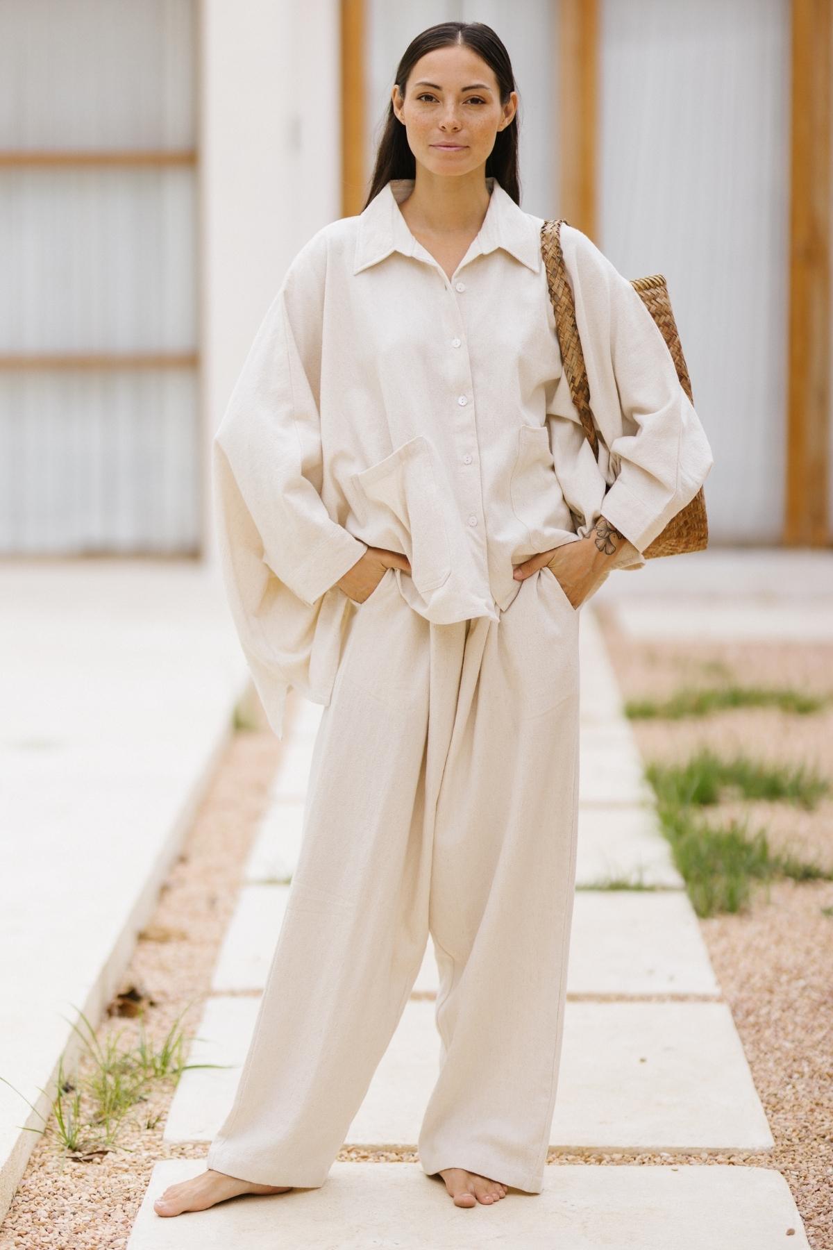 Grace Jacket & Mona Pant Set (Cotton Linen Natural, Made To Order)