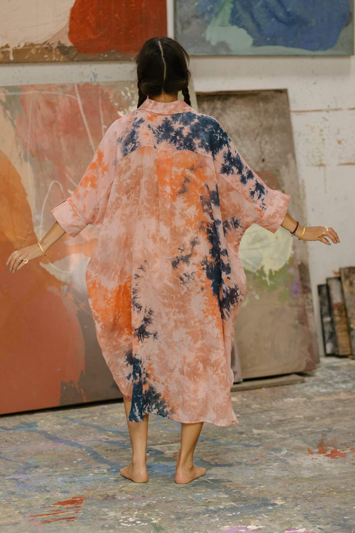 Uluwatu Sunset Sky Linen Suka Button Down Long Top