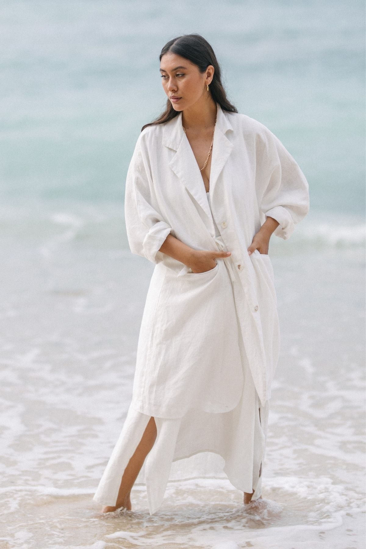 Rumi White Linen Jacket CA