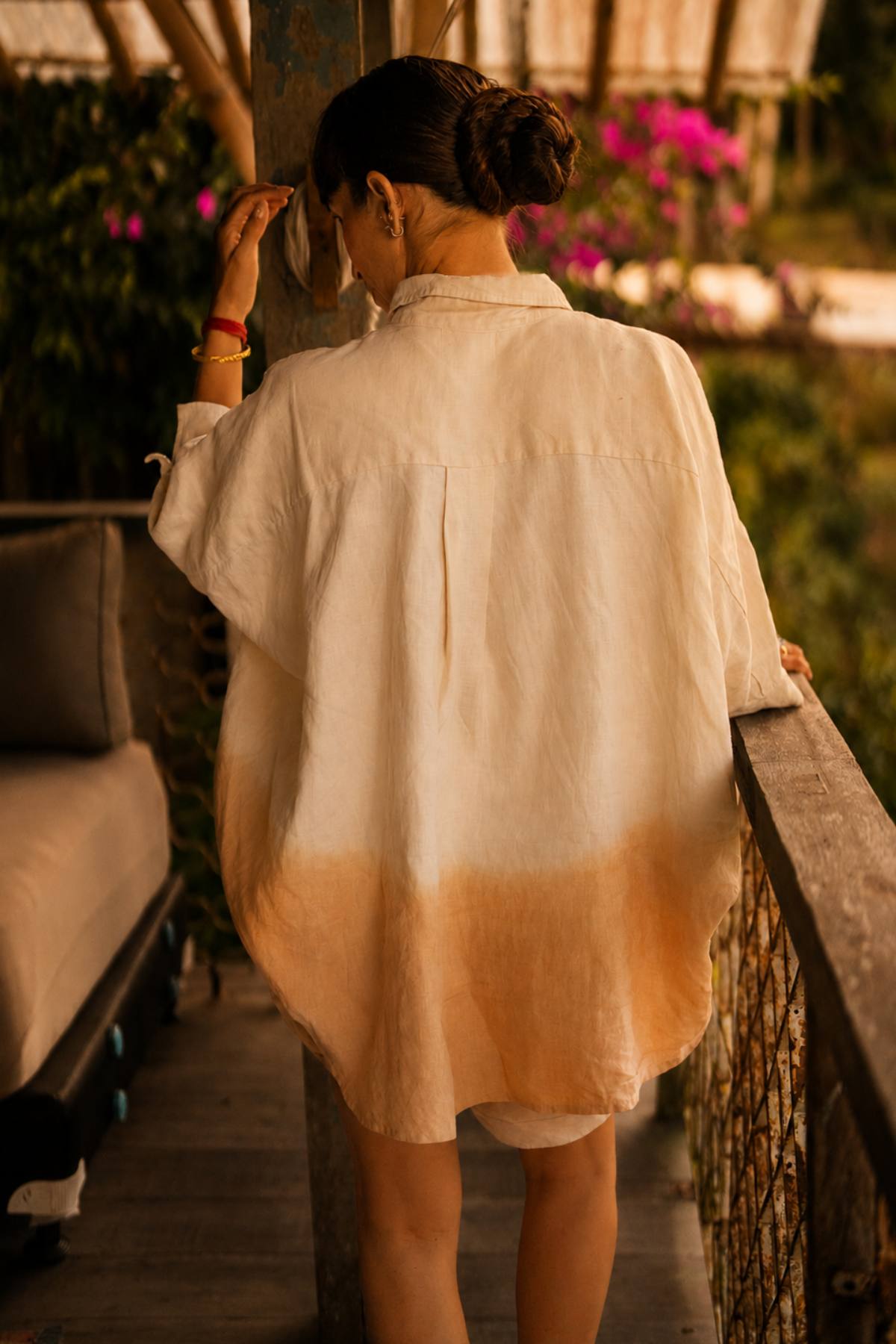 Solana Suka Set colorway comparison by Myrah Penaloza. Hand-dipped linen gauze sets in Dusty Pink, Soleil Yellow, and Clay, slow fashion Bali.