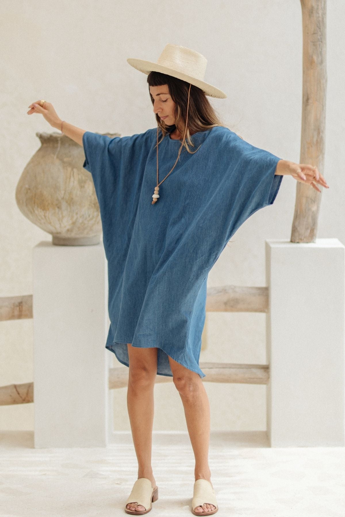Stone Washed Denim Butterfly Tunic SS