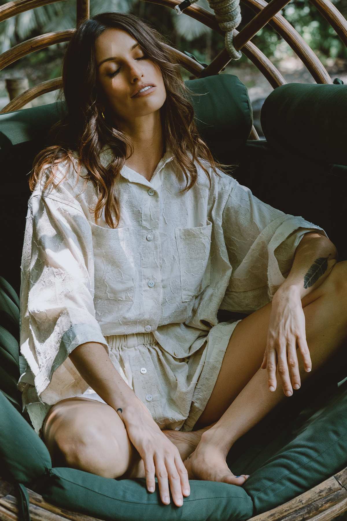 Linen Nidra Button Down Set In Bloom