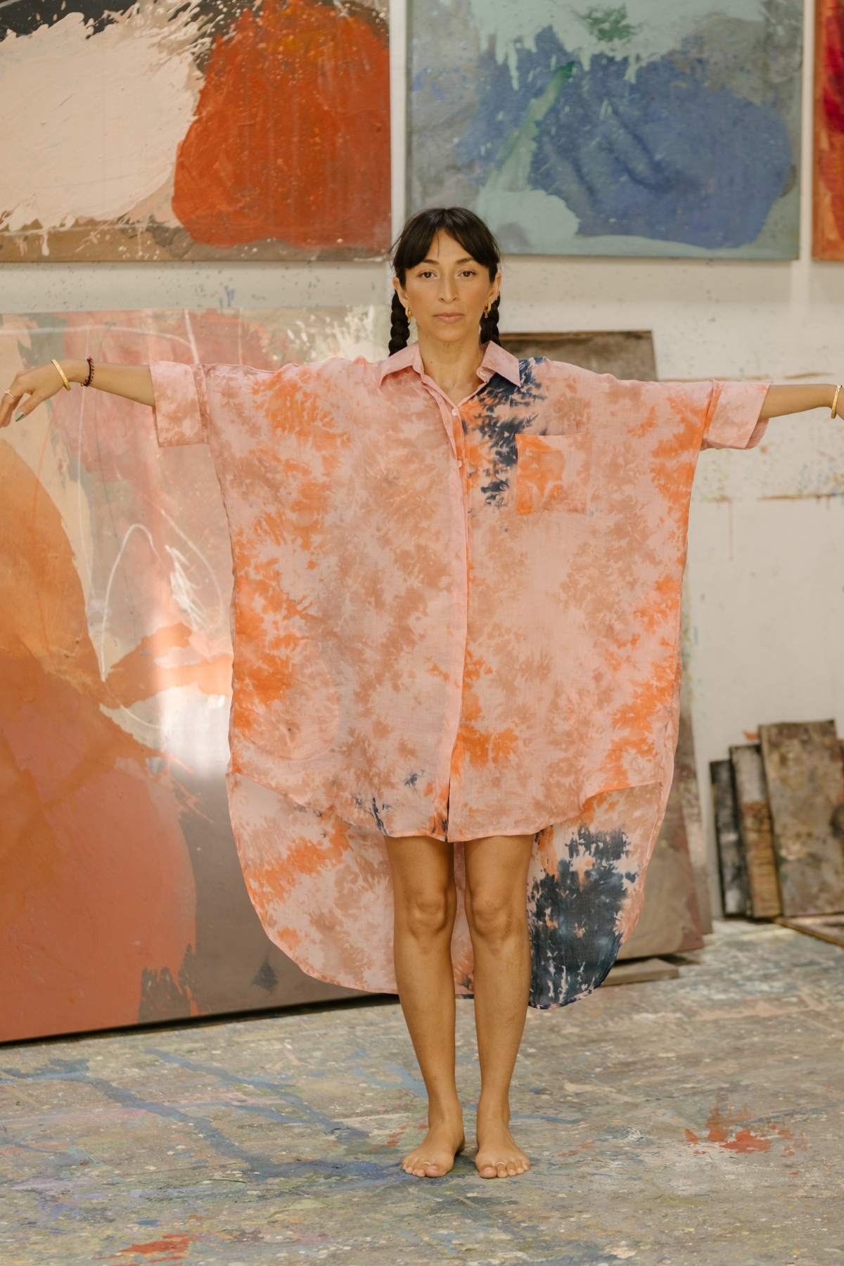 Uluwatu Sunset Sky Linen Suka Button Down Long Top