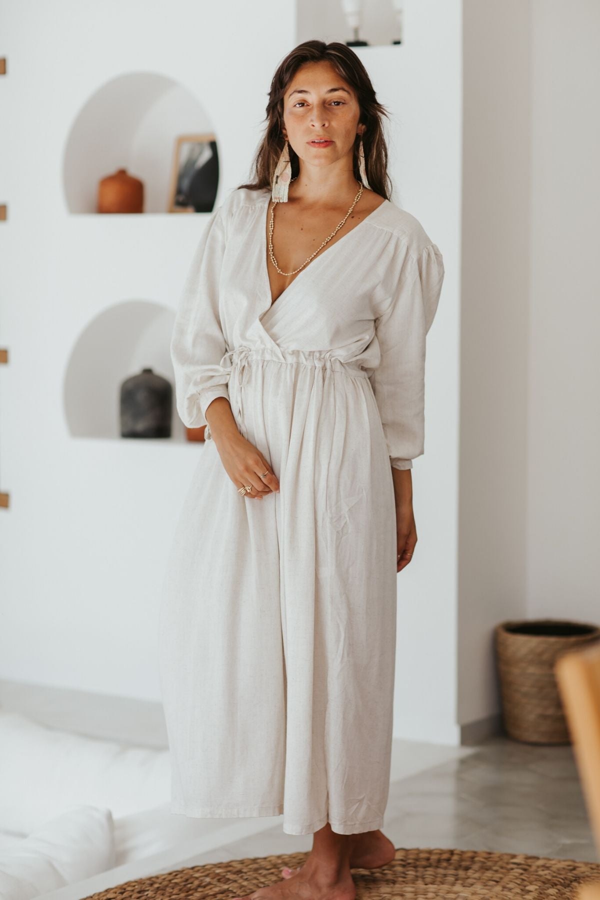 Valentina Dress (Linen/Rayon Blend, Natural) BI