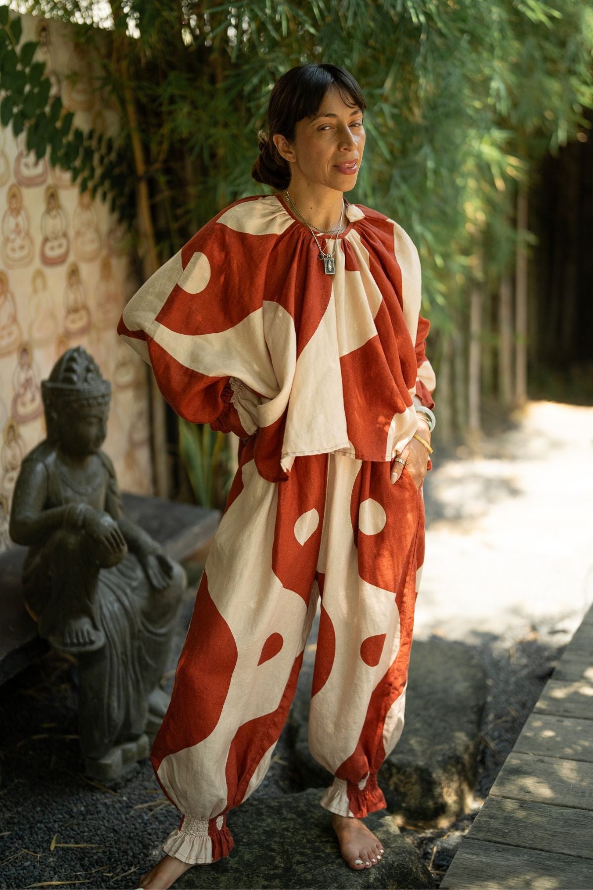 Two Moons Anusara Set in linen, sewn by hand by artisan families in Bali