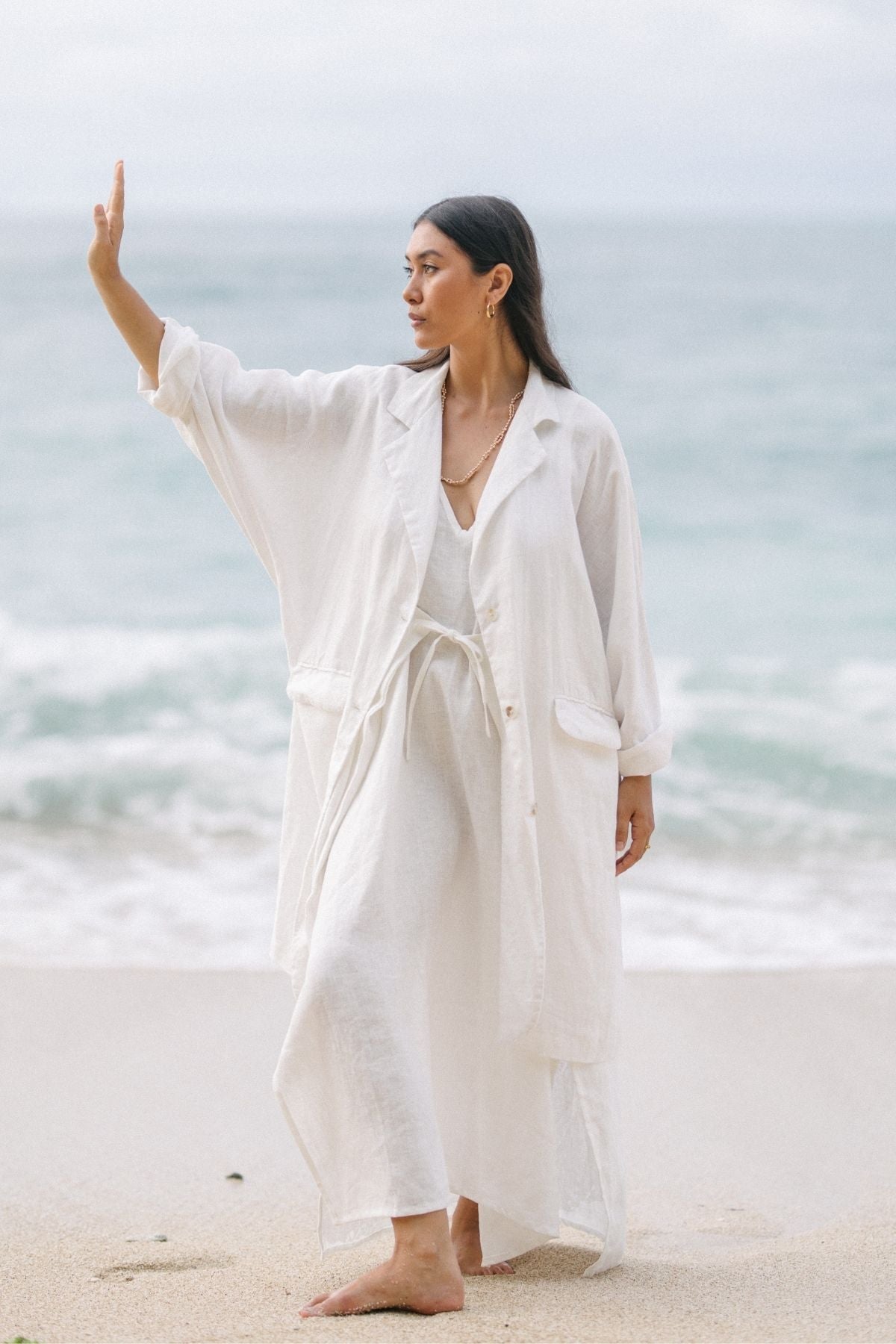 Rumi White Linen Jacket CA