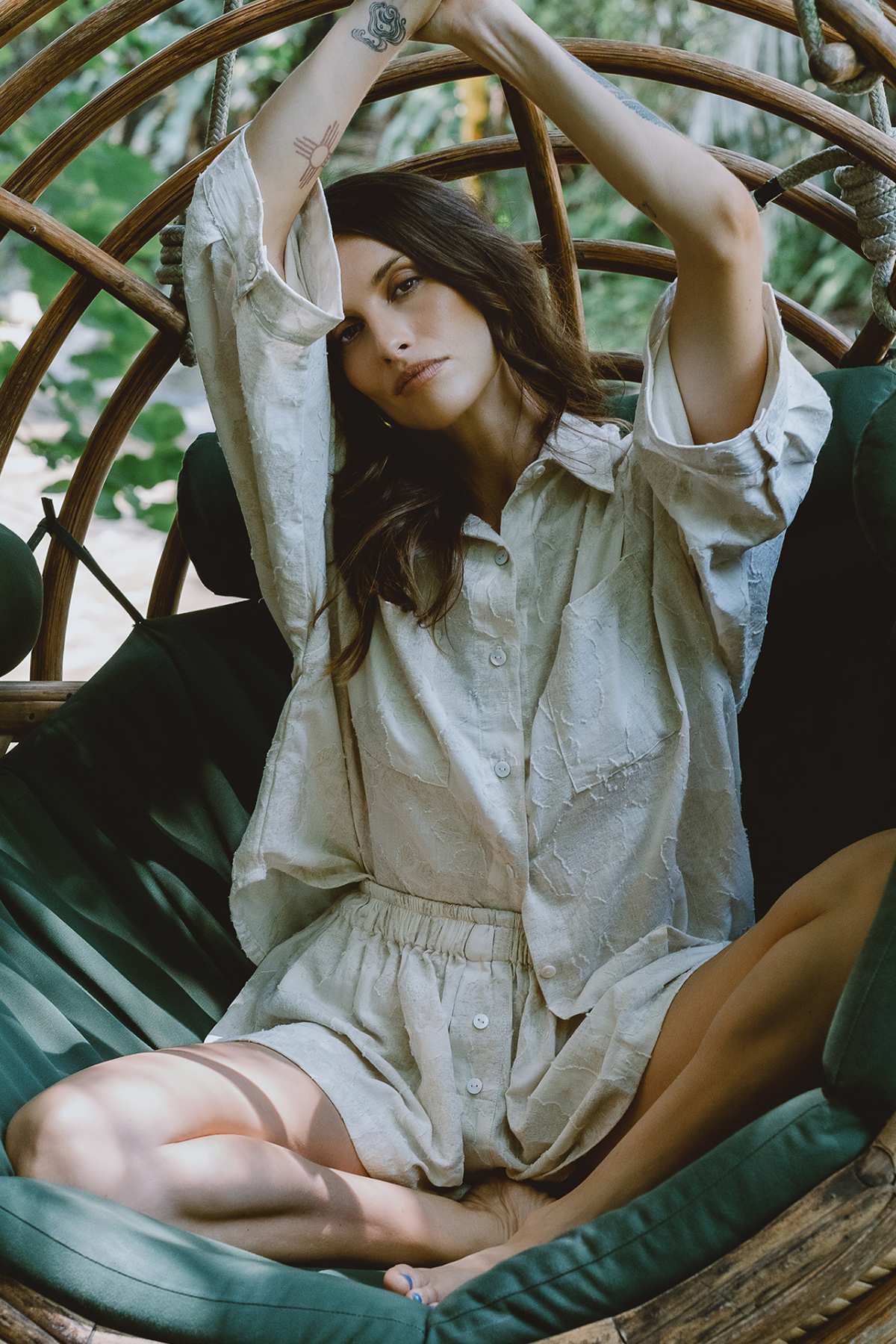 Linen Nidra Button Down Set In Bloom