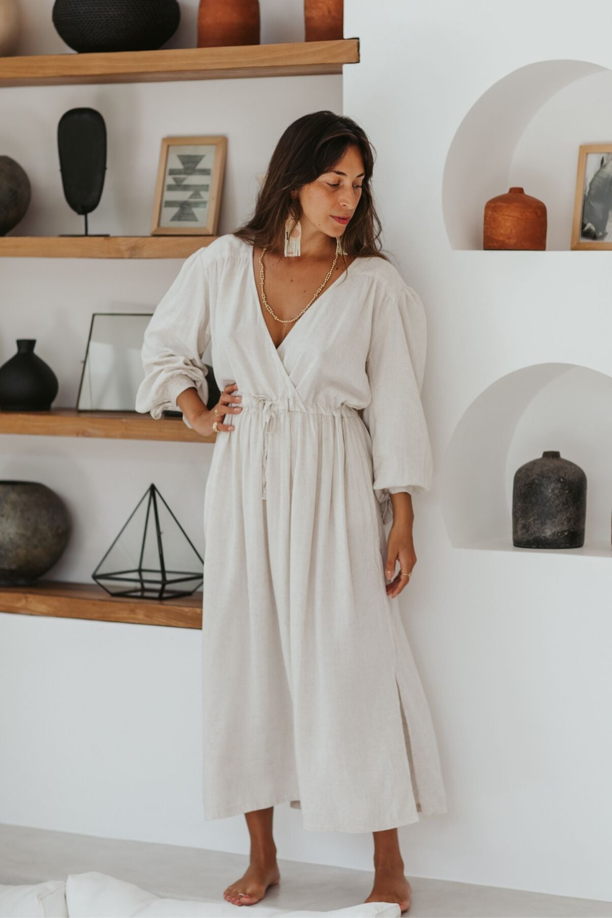 Valentina Dress (Linen/Rayon Blend, Natural) BI
