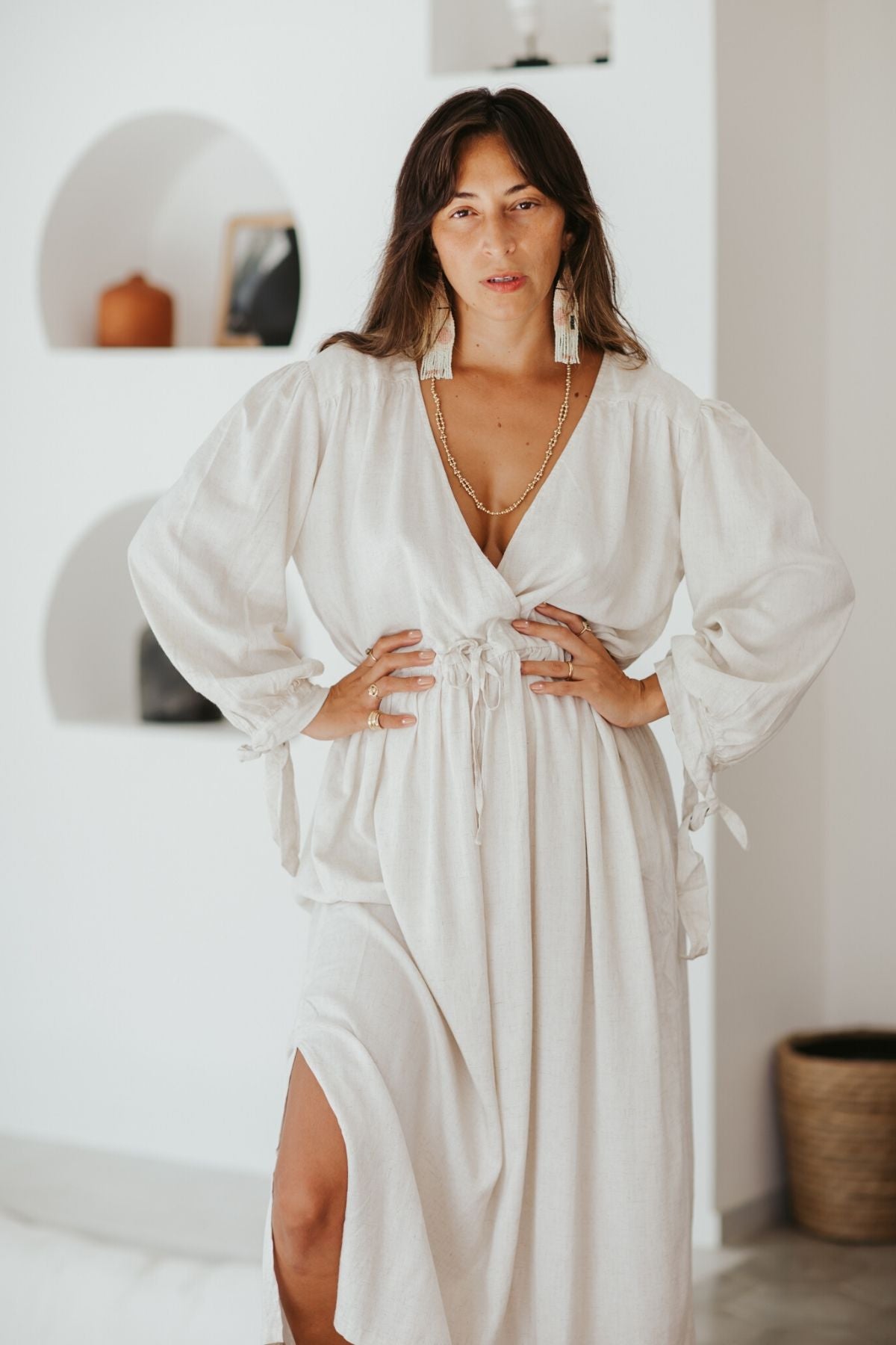 Valentina Dress (Linen/Rayon Blend, Natural) BI