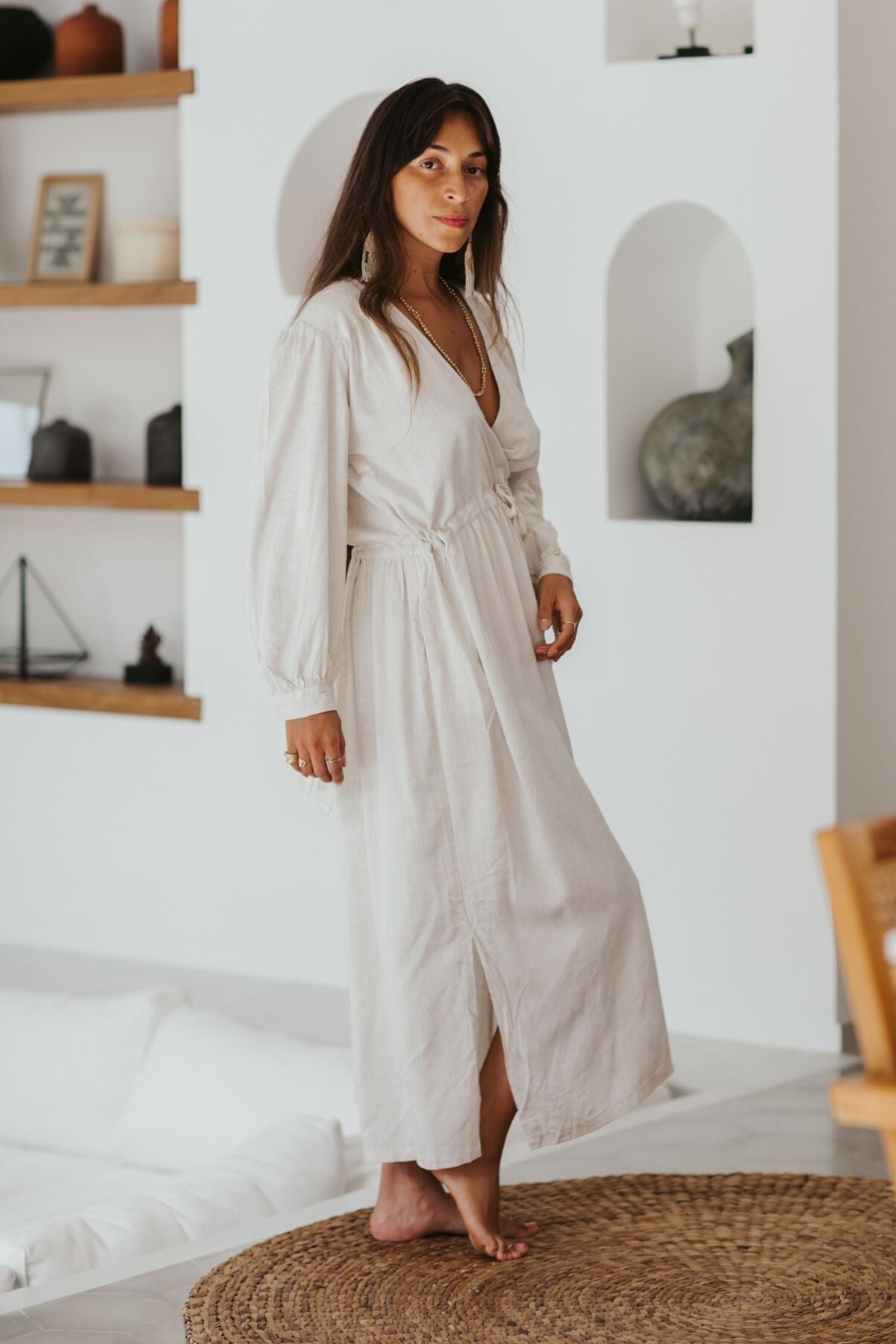 Valentina Dress (Linen/Rayon Blend, Natural) BI