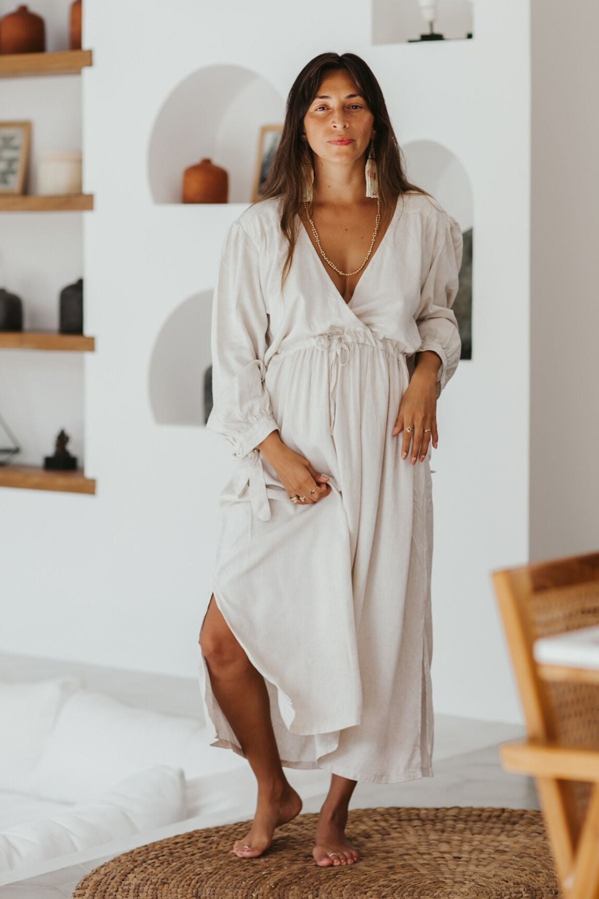 Valentina Dress (Linen/Rayon Blend, Natural) BI
