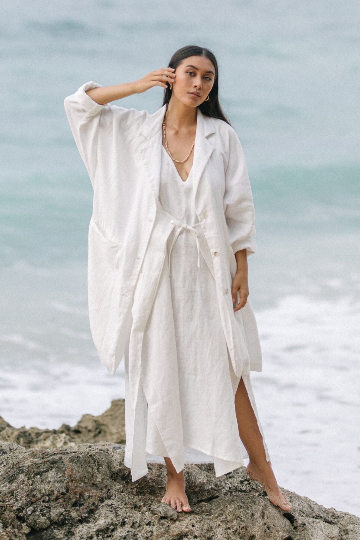 Rumi White Linen Jacket CA