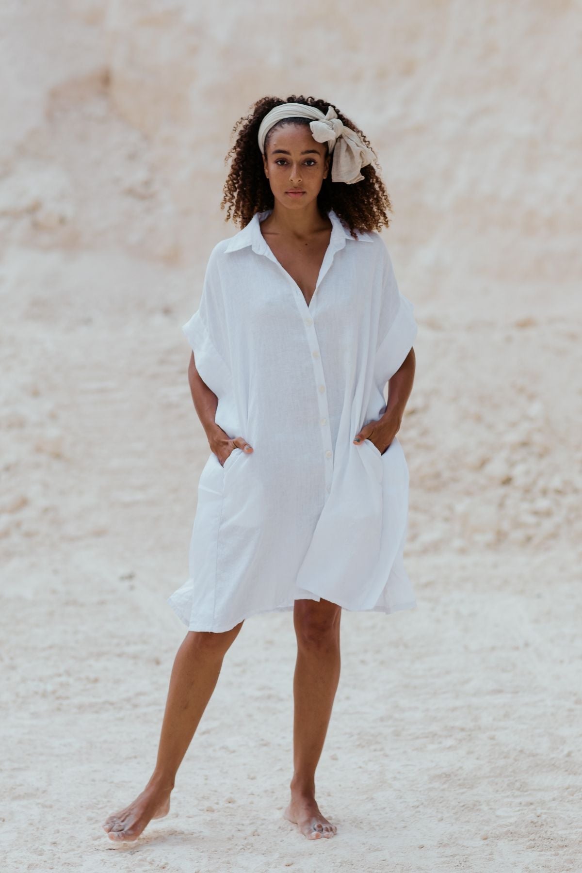 Kundalini Kaftan (100% Linen, Off White or Nude) (W)