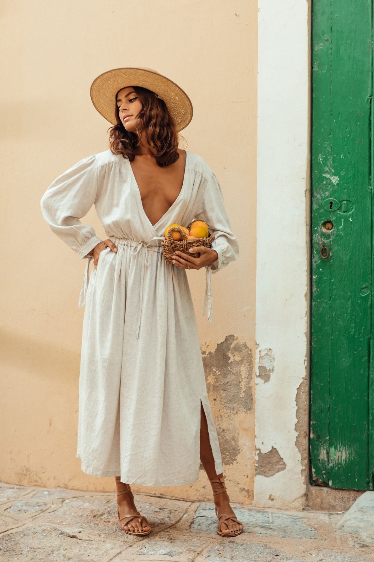 Valentina Dress (Linen/Rayon Blend, Natural) BI