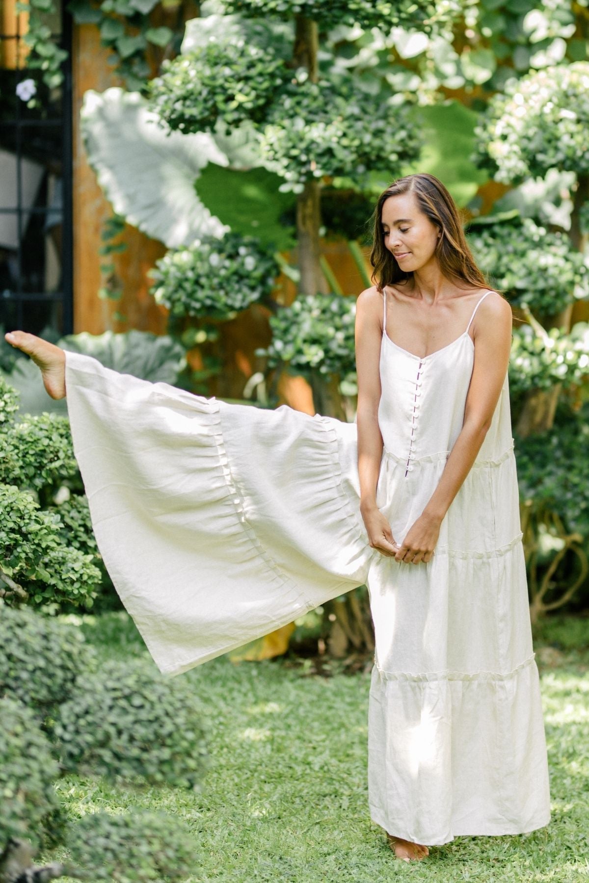 La Mexicana Playsuit Long Ruffle (100% Linen) CA