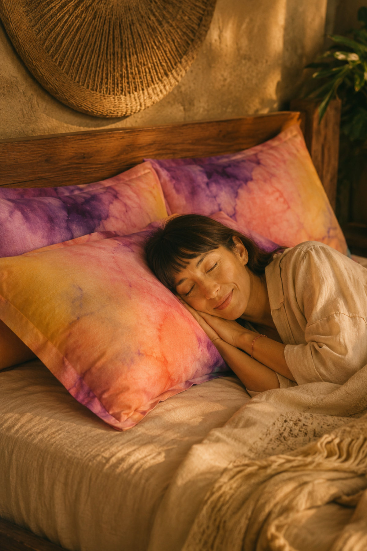 Bali Linen Pillowcase in natural linen by Myrah Penaloza. Stonewashed botanical dye, small batch home textiles from Bali.