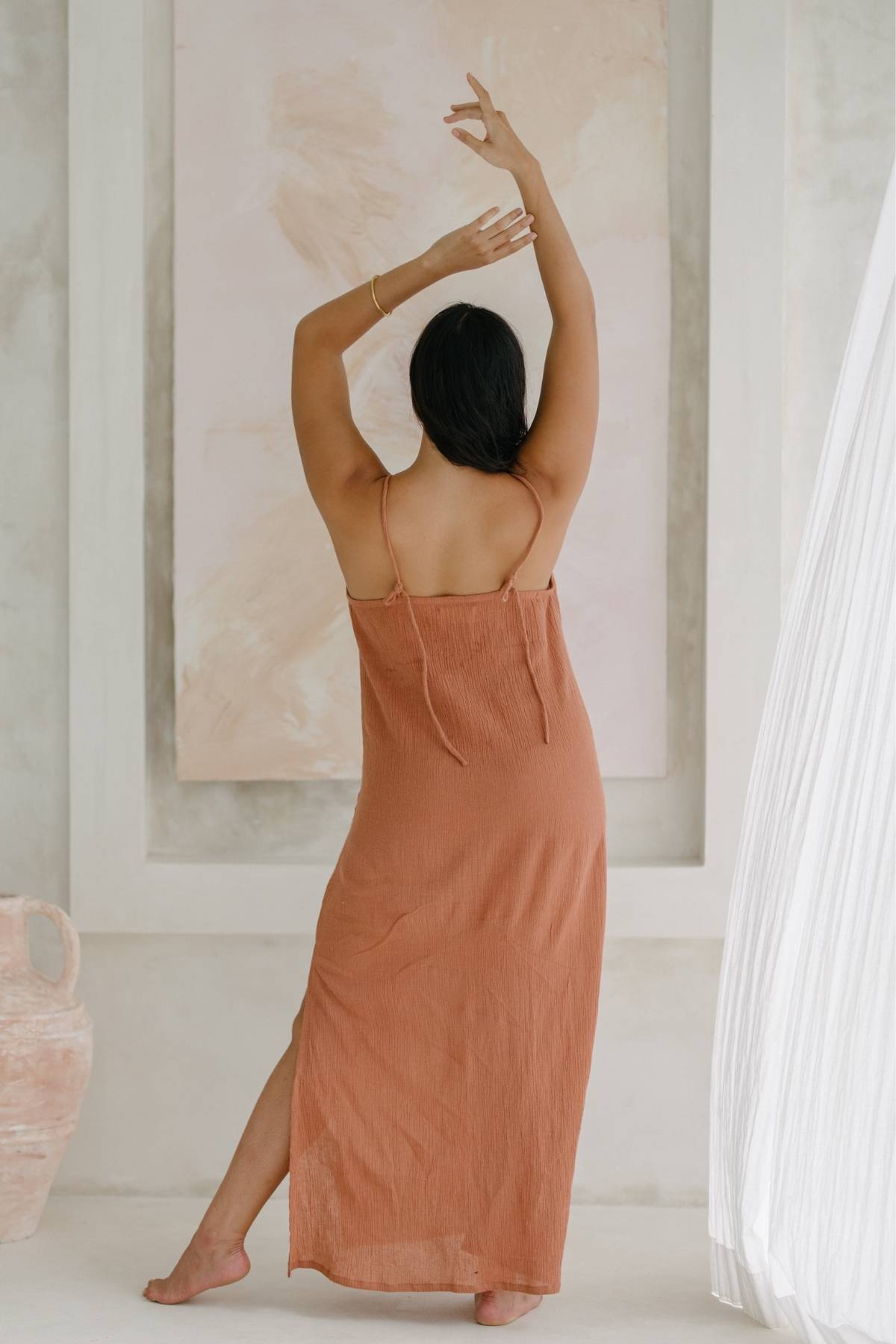 Virgo Slip (Coral, Indigo, Light Flax Natural)