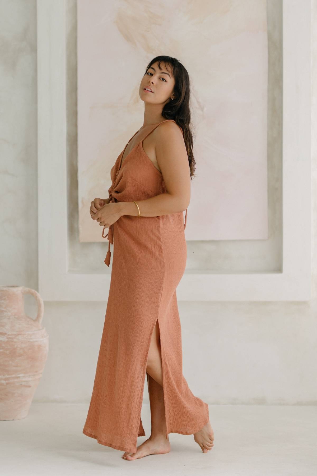 Virgo Slip (Coral, Indigo, Light Flax Natural)