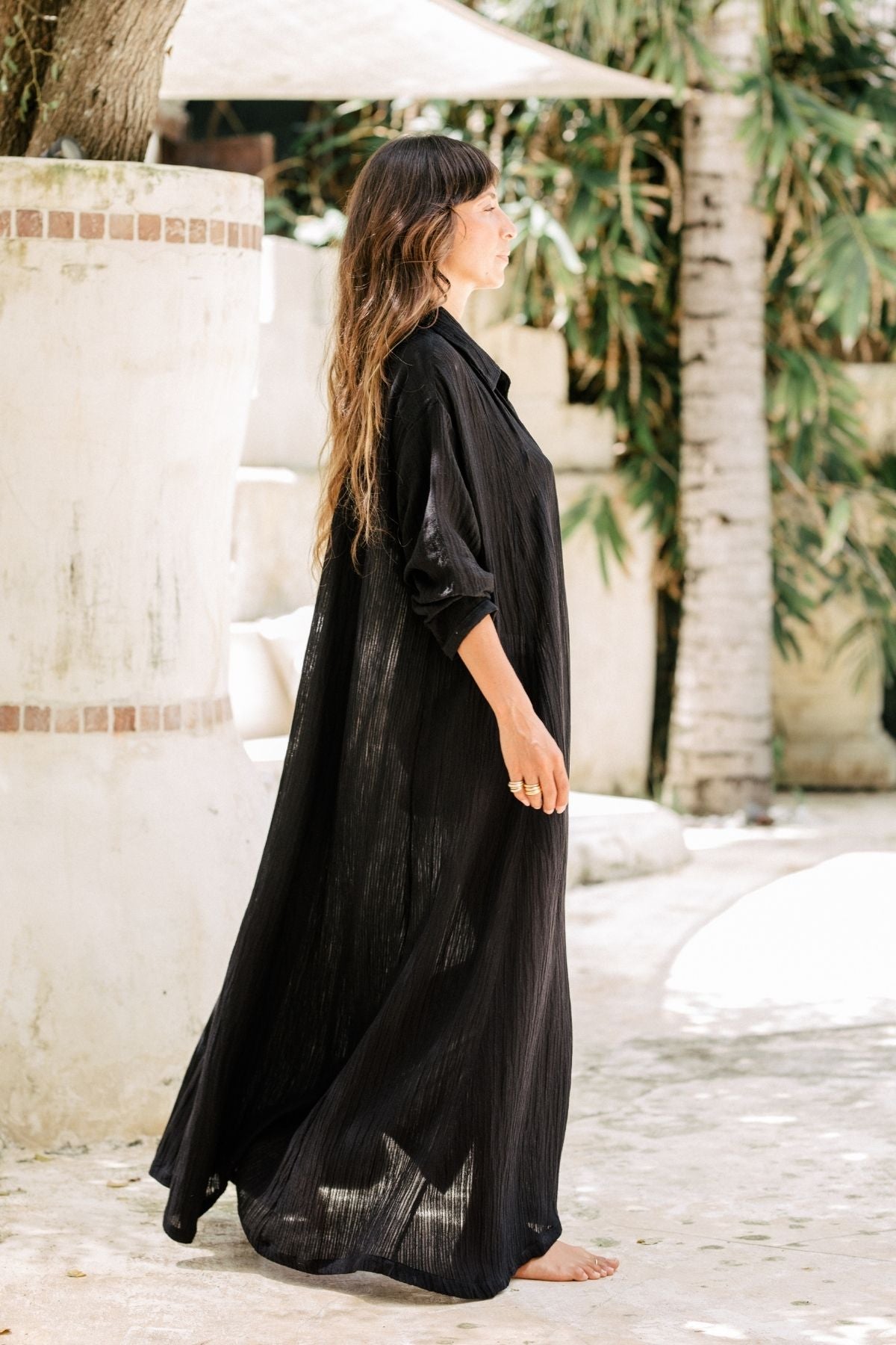 Robe longue Kundalini Nuit Noire (Lin de luxe, édition limitée)