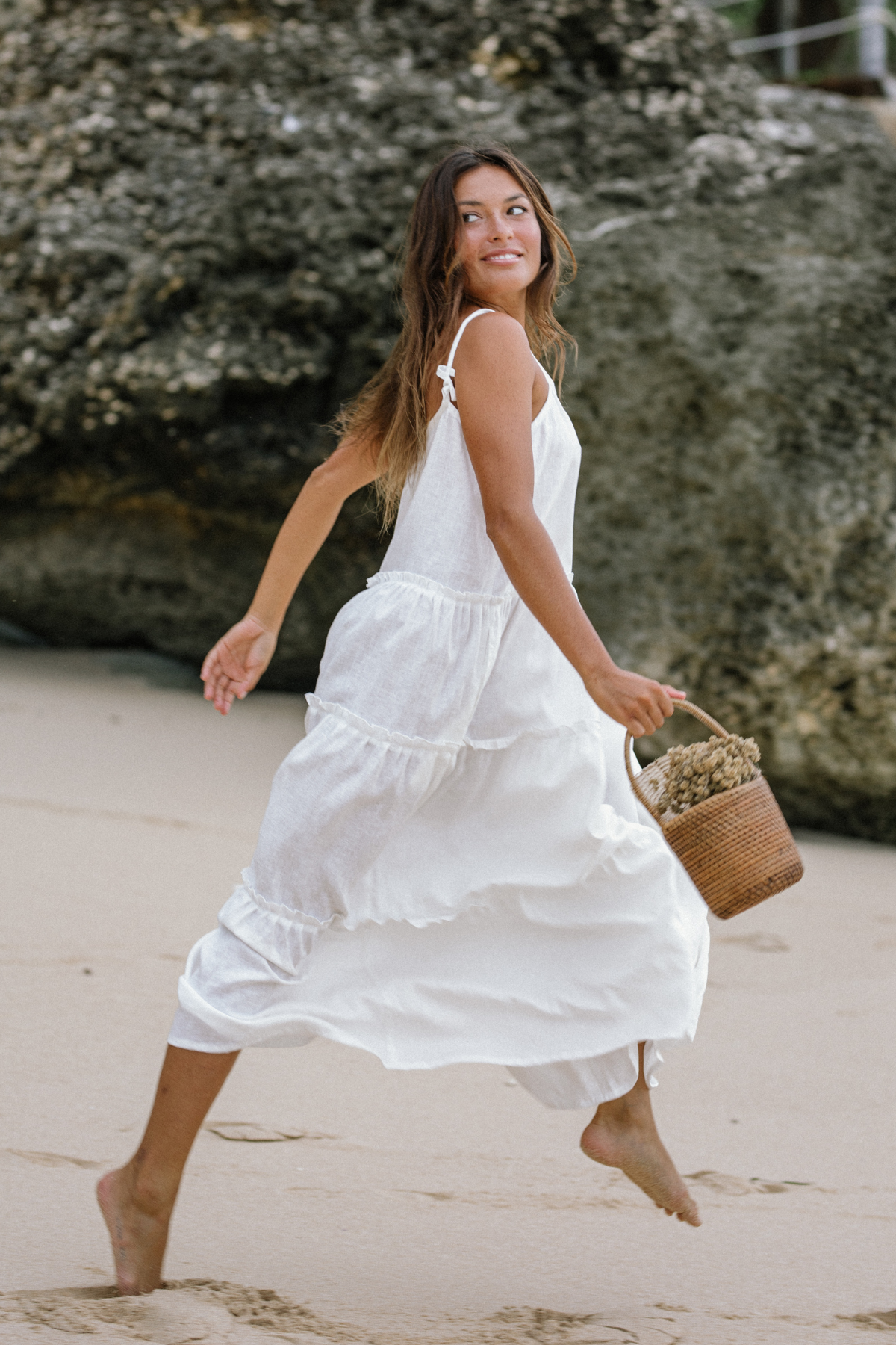 La Mexicana Playsuit Long Ruffle (100% Linen - Multiple Colors)