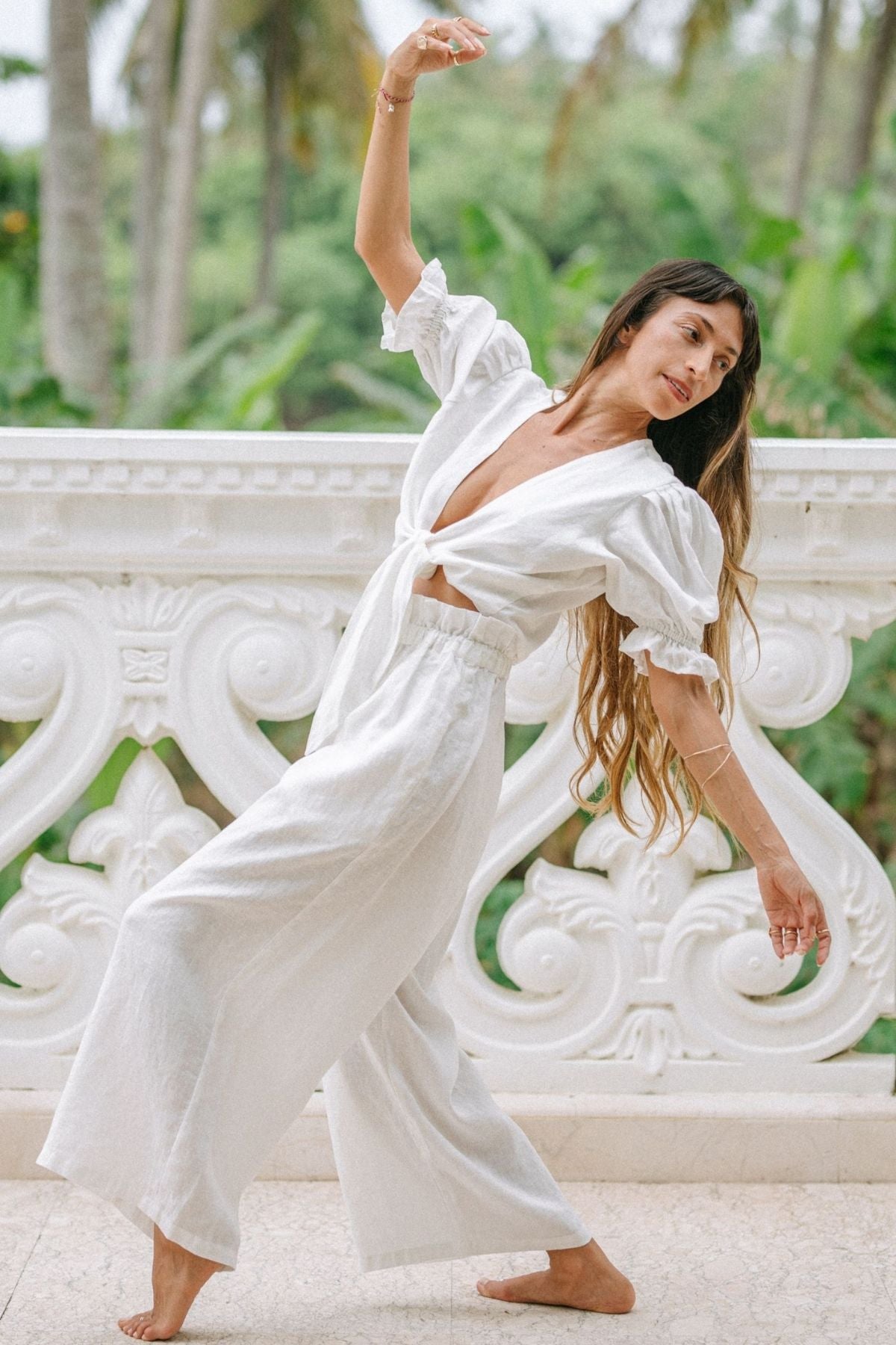 Catalan Wrap Top 100% Linen (Available in White or Black)