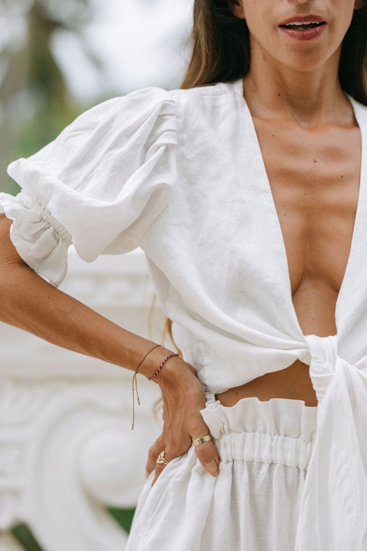 Catalan Wrap Top 100% Linen (Available in White or Black)