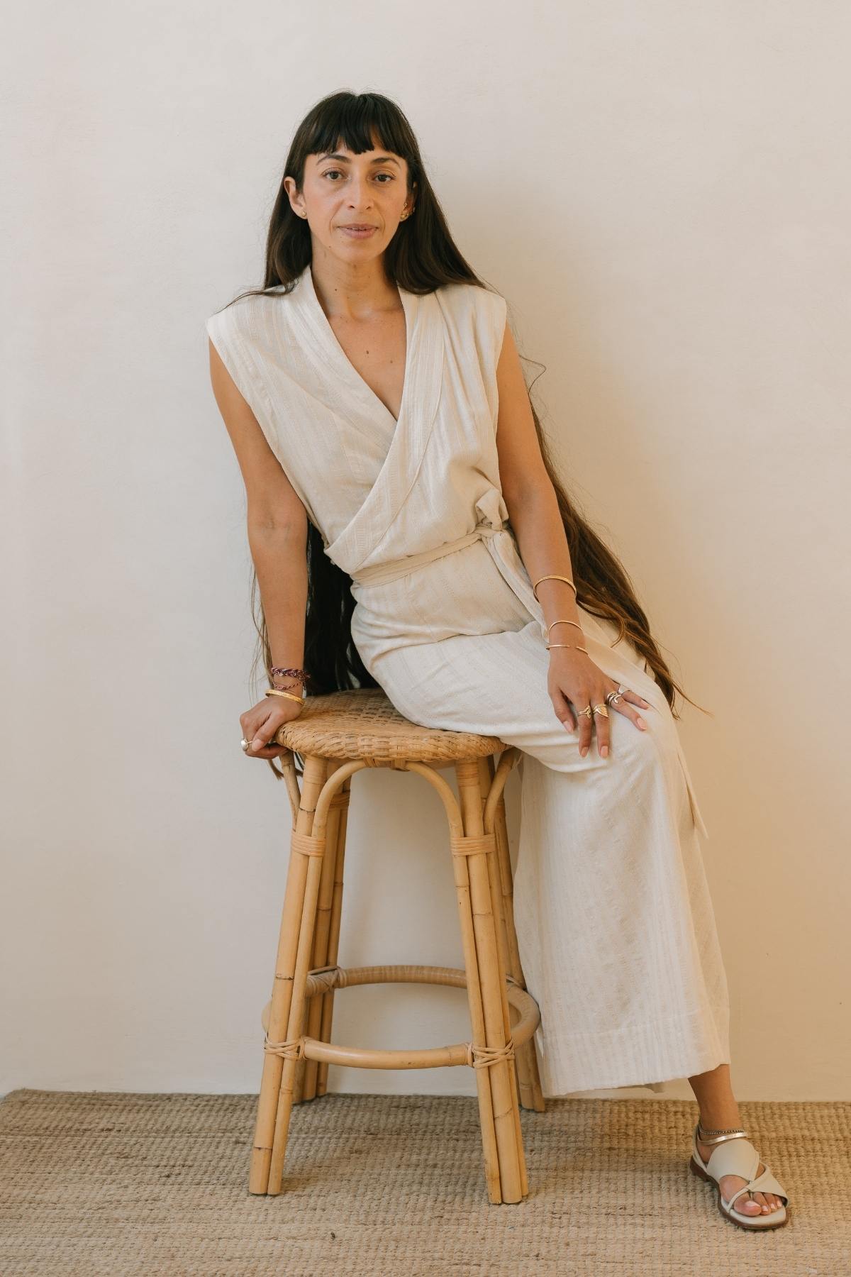 The Dharma Gown in handwoven off white cotton, handmade in Bali