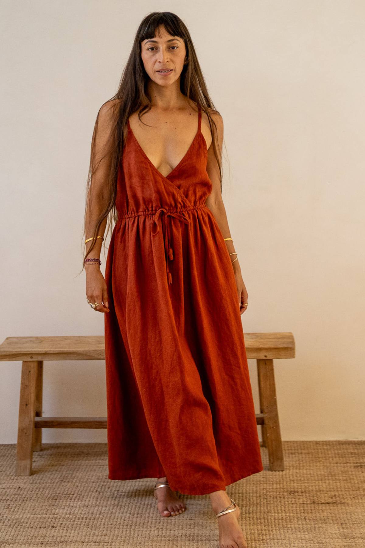 Dora Slip Dress in Harvest Moon Red
