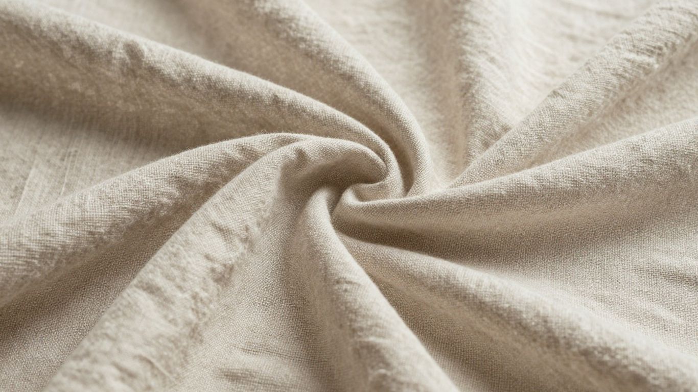 Close-up of natural linen fabric texture.