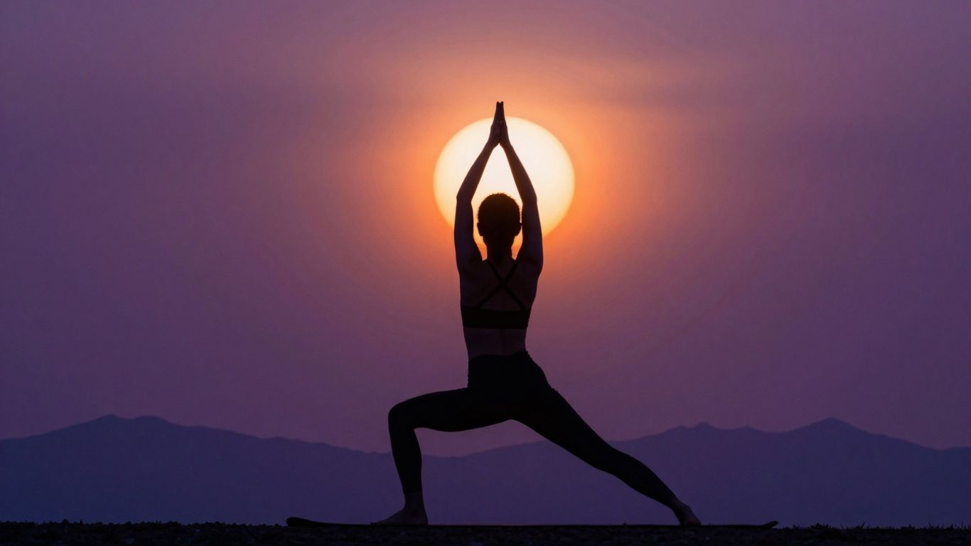 Yoga meditation during a solar eclipse.