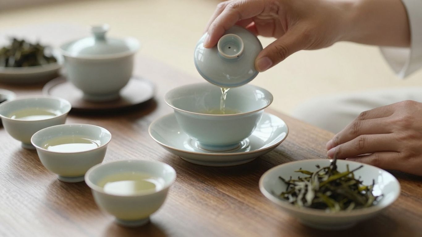 Myrah Penaloza tea ceremony with cups and teapot.