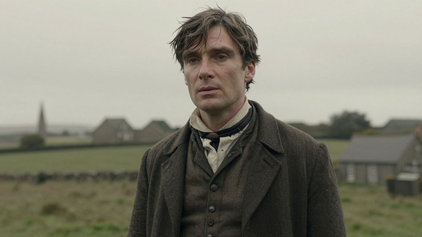 Cillian Murphy in period Irish linen attire.