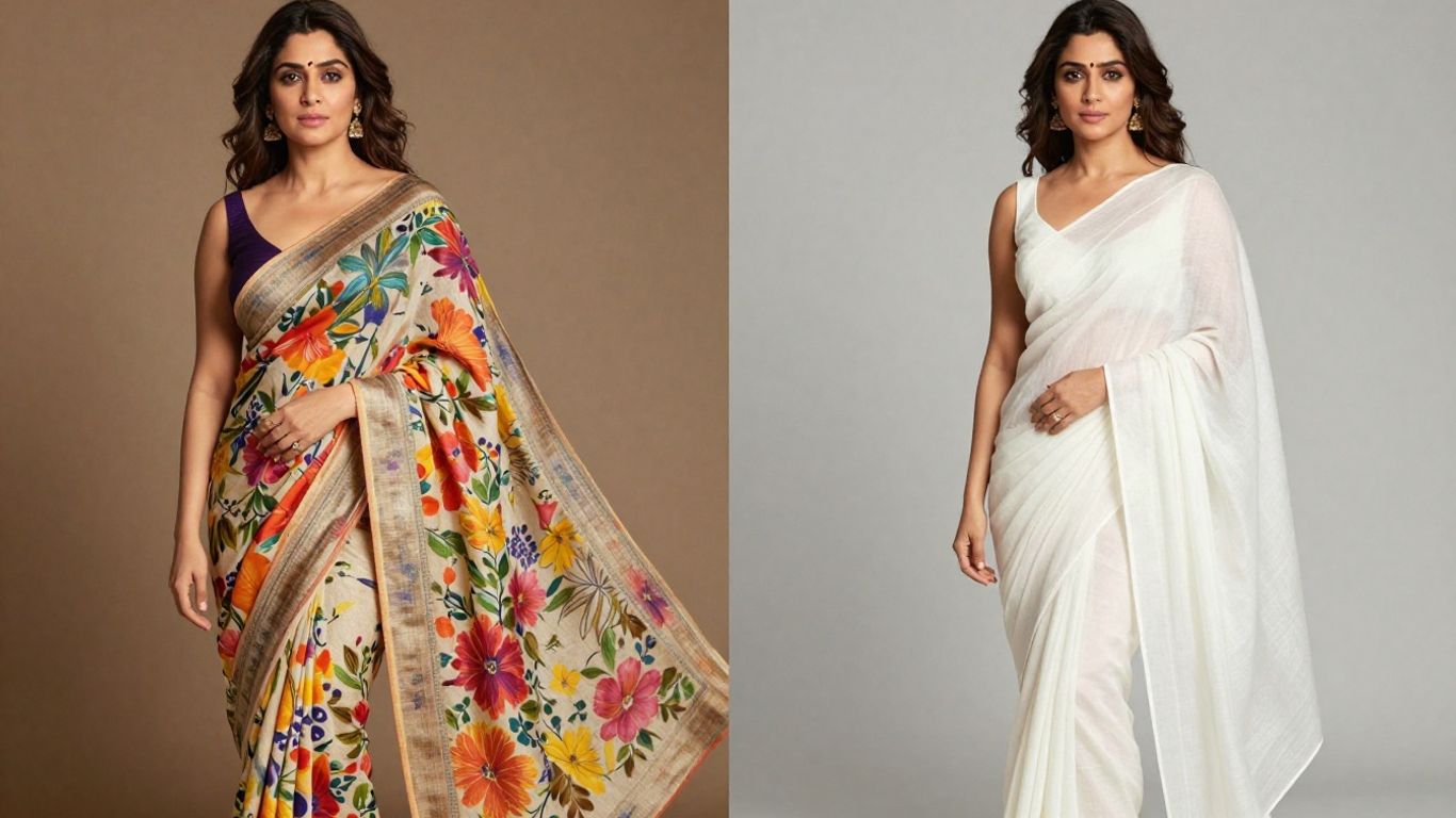 Vidya Balan in chic linen sarees