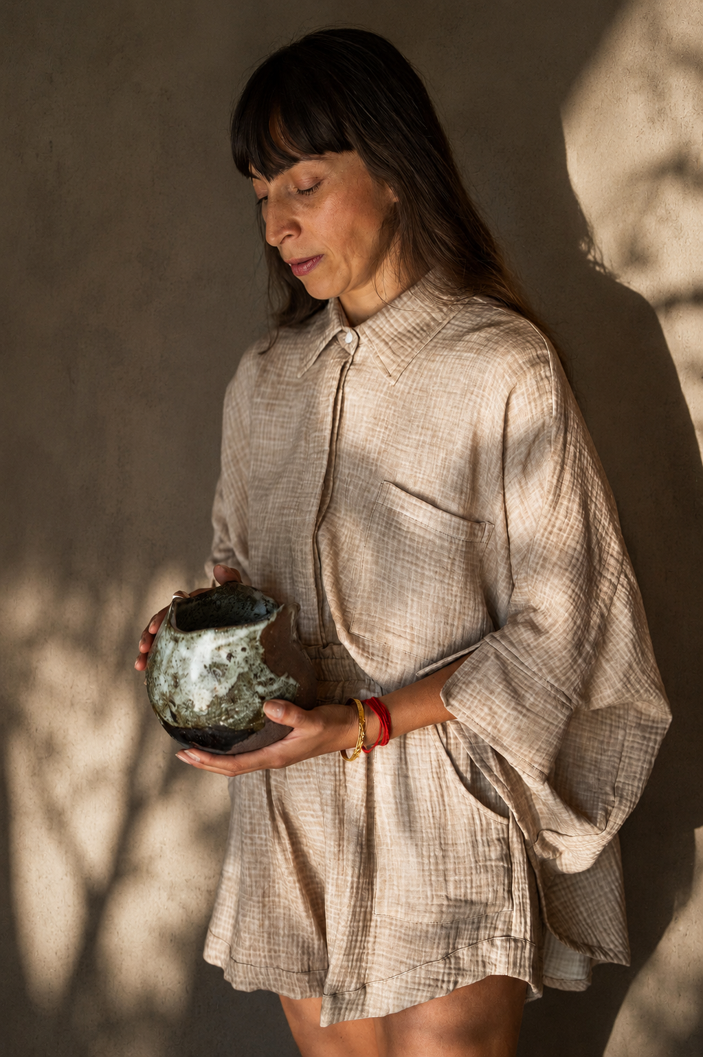 Cotton muslin two-piece set handmade in Bali