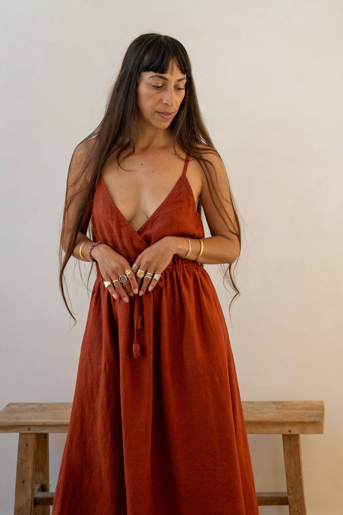 Robe Dora en Coton, Blanc Cassé