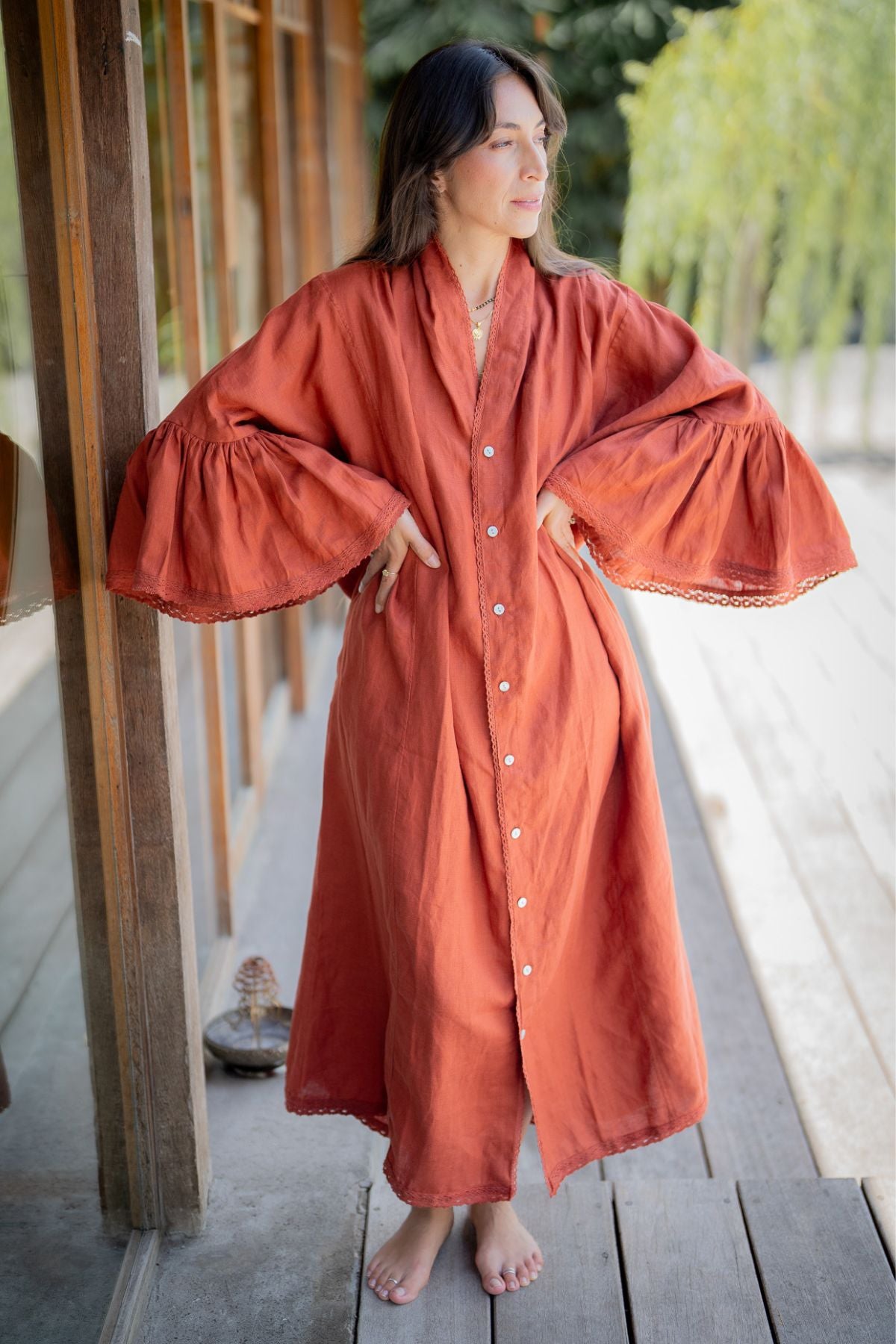 Kyoto Duster (100% Linen with cotton lace, multiple colors)