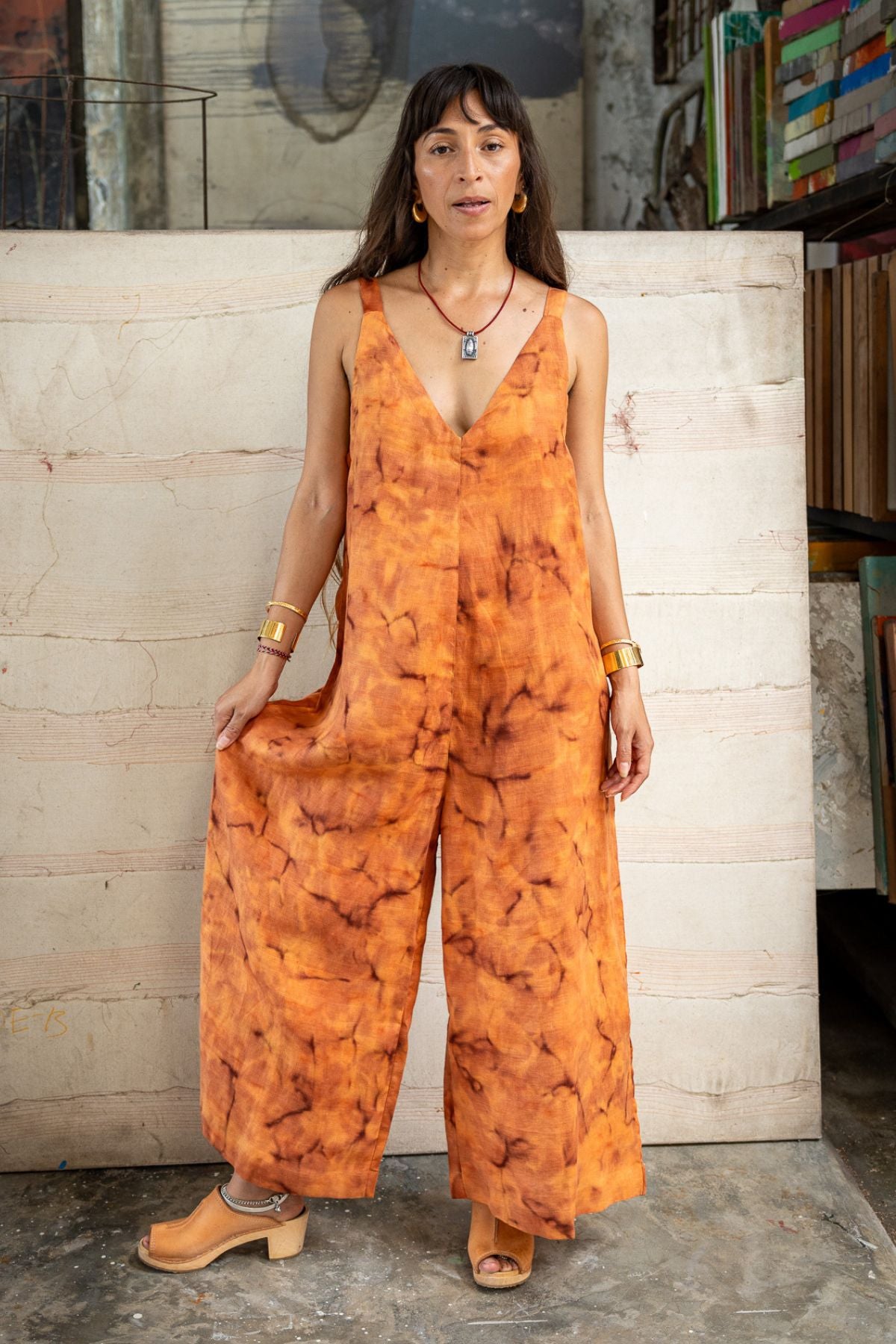 Kundalini Playsuit Botanical · Hand-Dyed Linen Jumpsuit from Bali
